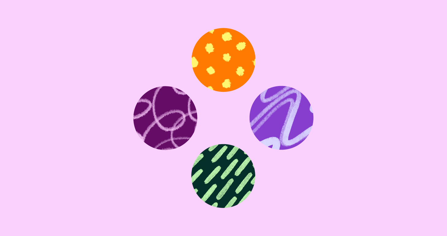 4 circles with different patterns in them