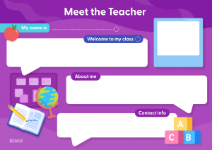 Meet the Teacher purple landscape template