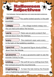 Halloween Adjective Sentences Worksheet