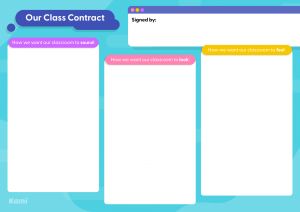 Classroom Contract Template with a turquoise background