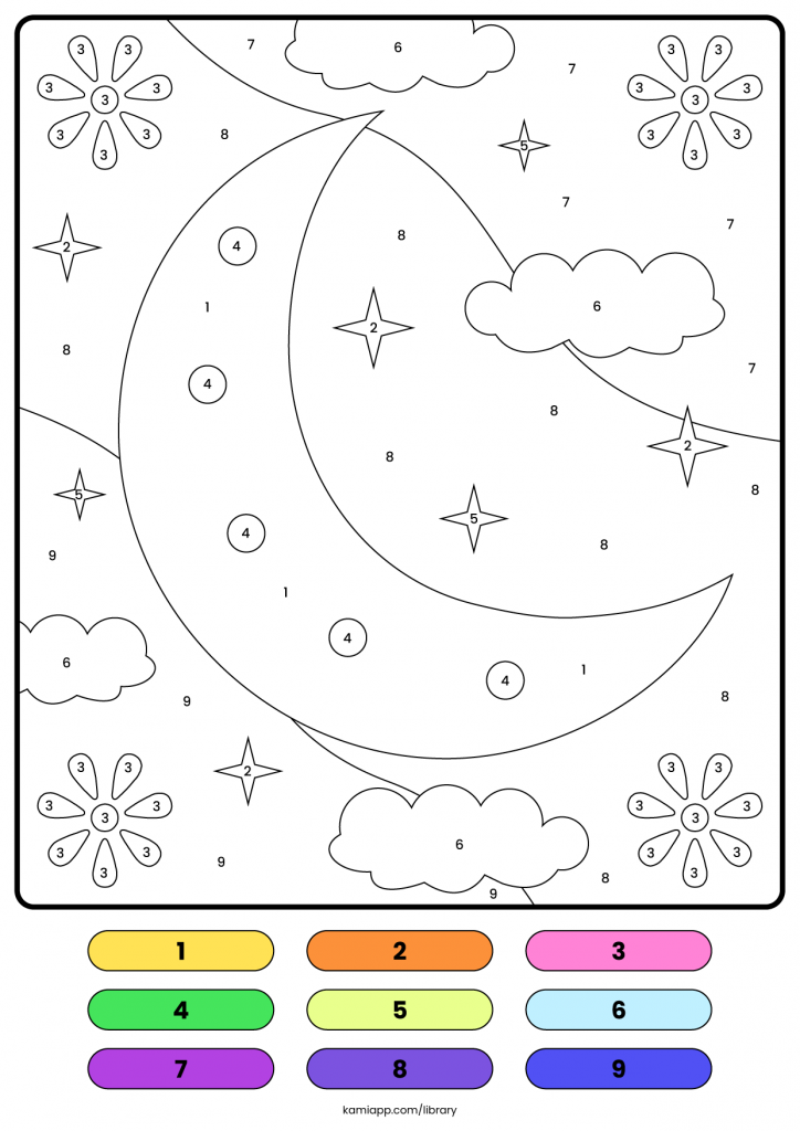 Crescent Moon Color by Numbers