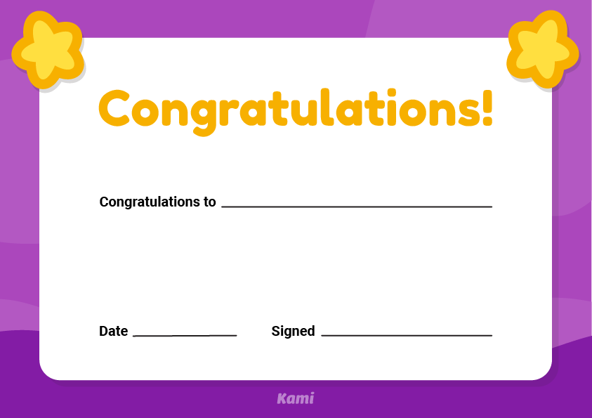 Purple Congratulations Certificate