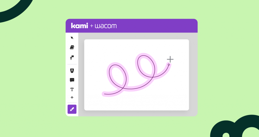 Graphic showing Kami dashboard and using the drawing tool
