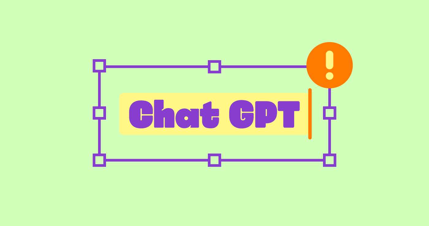 Chat GPT in a text box with an exclamation point