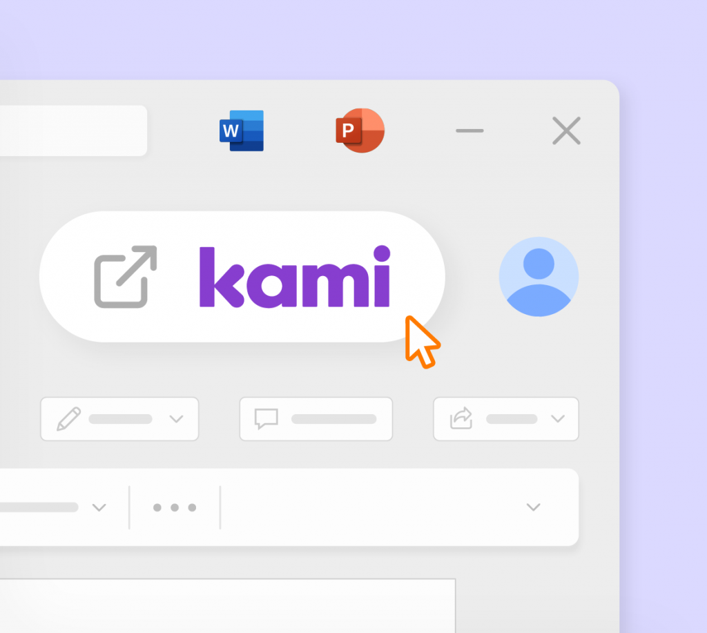 An image showing the new Kami button on Microsoft Word and PowerPoint