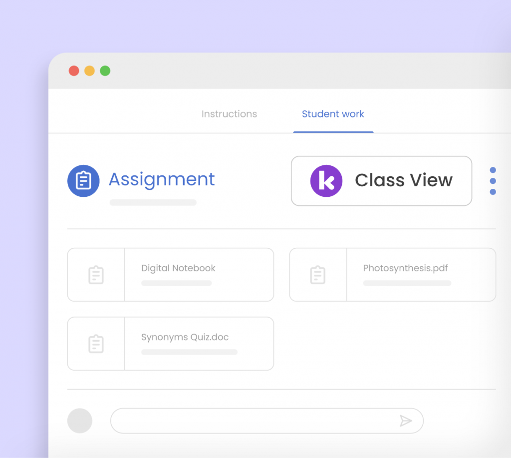 An image of a Google Classroom assignment with the new Kami Class View button