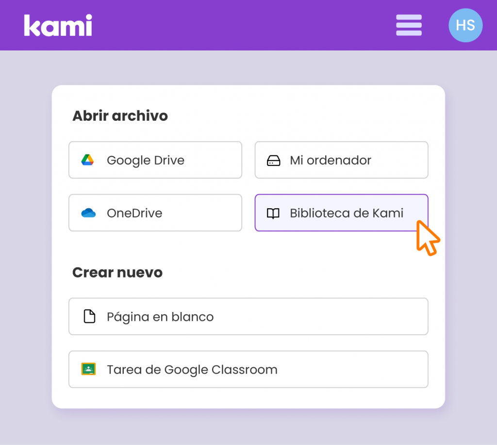 A picture of the Kami dashboard in Español