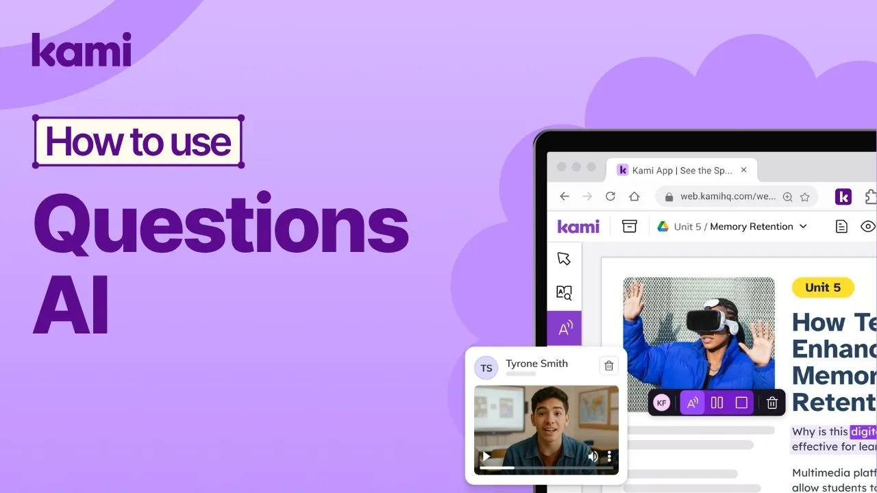 how to use Questions AI in Kami app