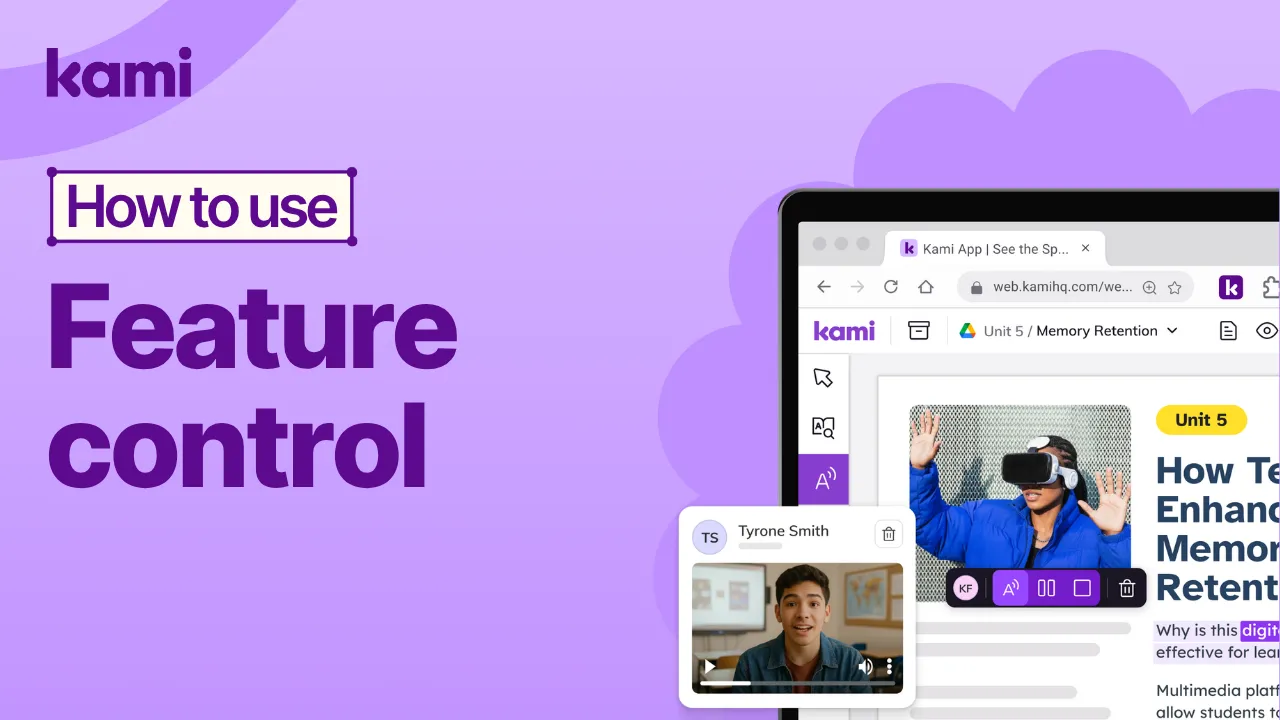 how to use Kami app feature control