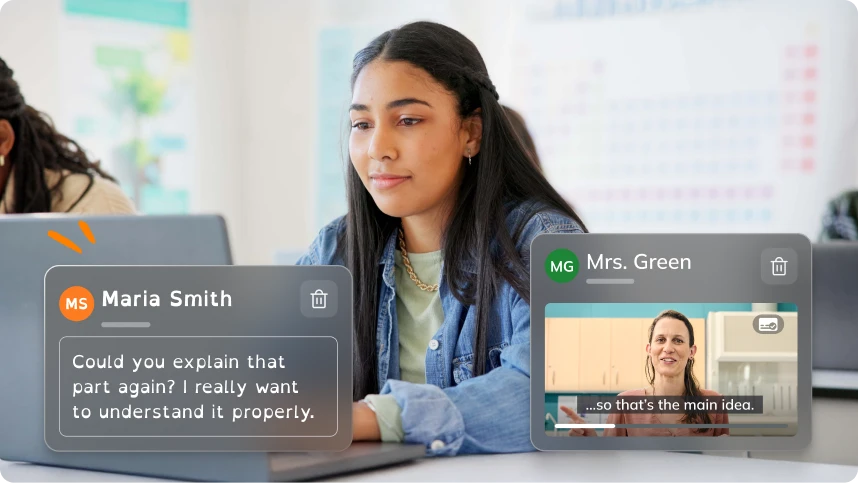 A student at a laptop attentively engages with a virtual lesson. 