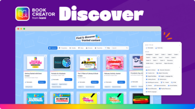 Screenshot of the new Discover options in Book Creator