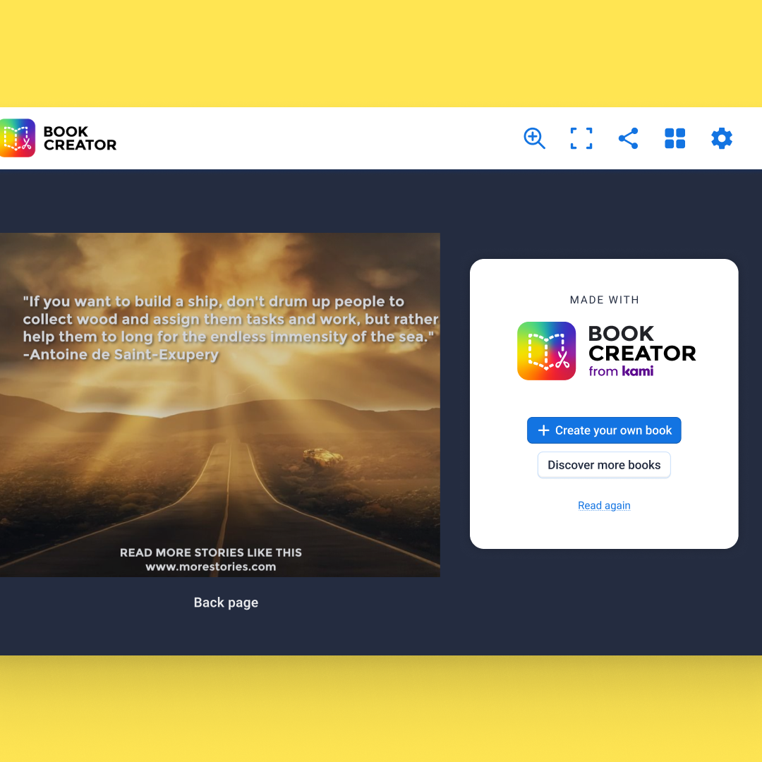 Customize the back page of Book Creator book