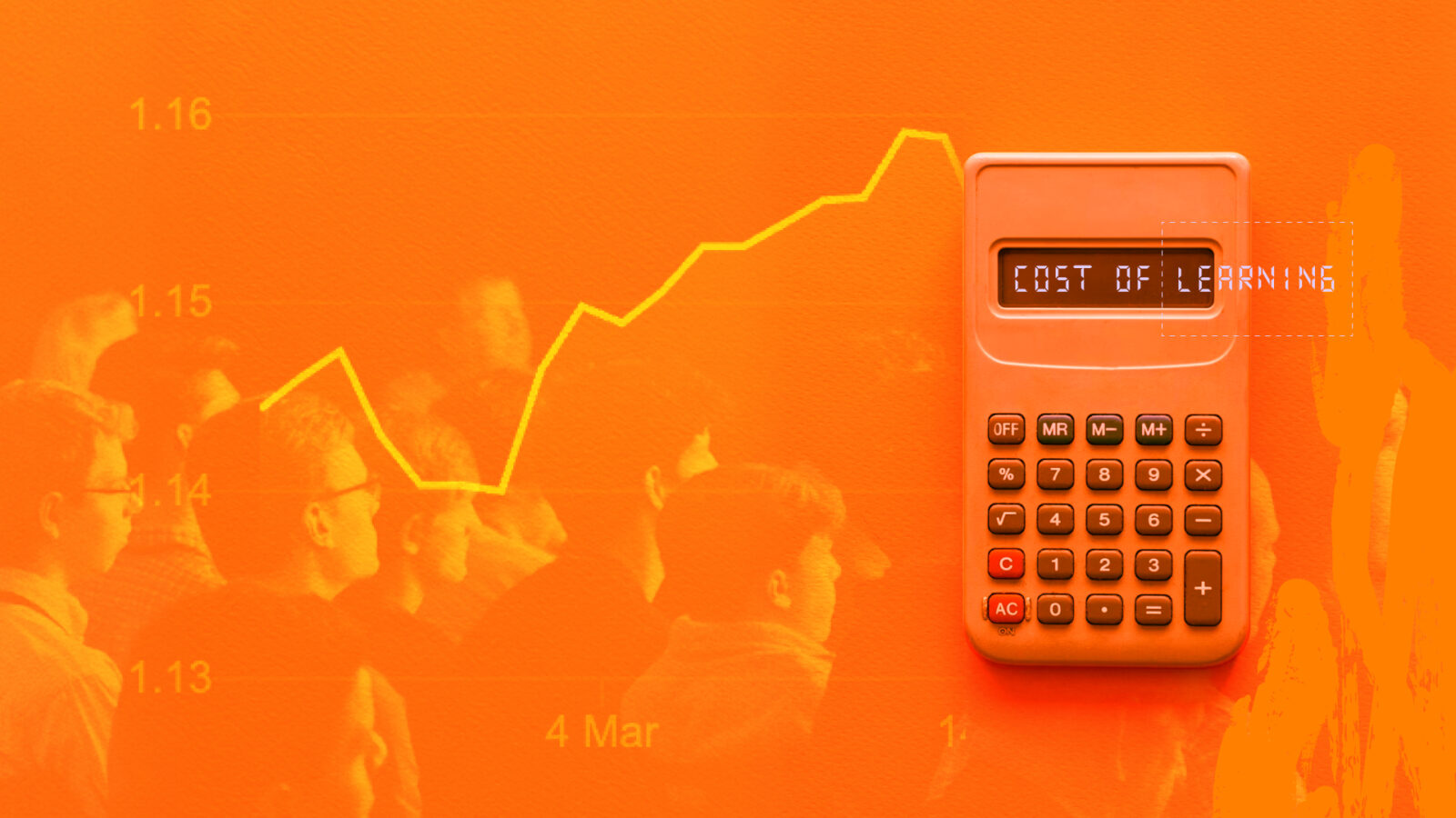 Professional learning for teachers on a budget illustration with a calculator and teachers
