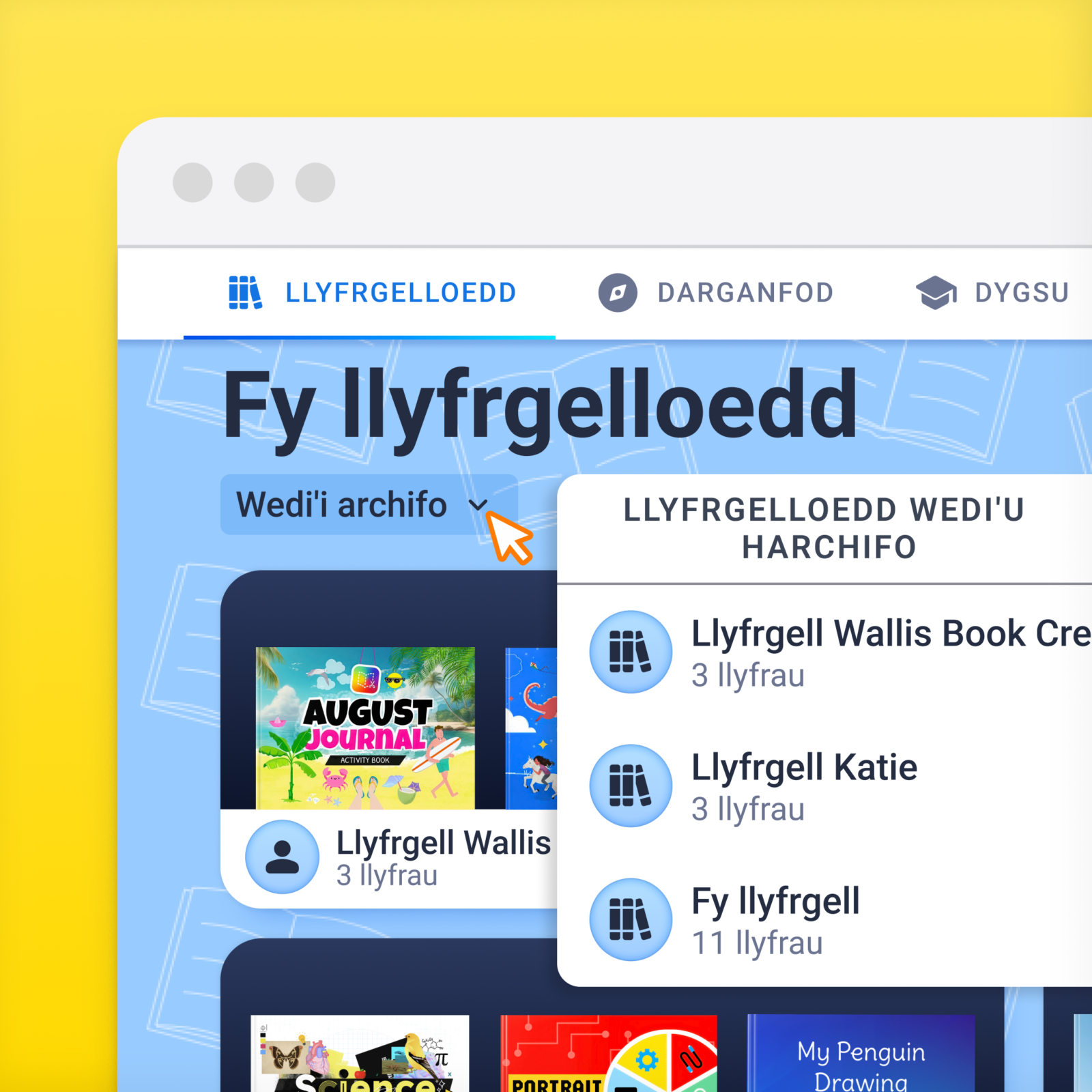 Book Creator Welsh UI