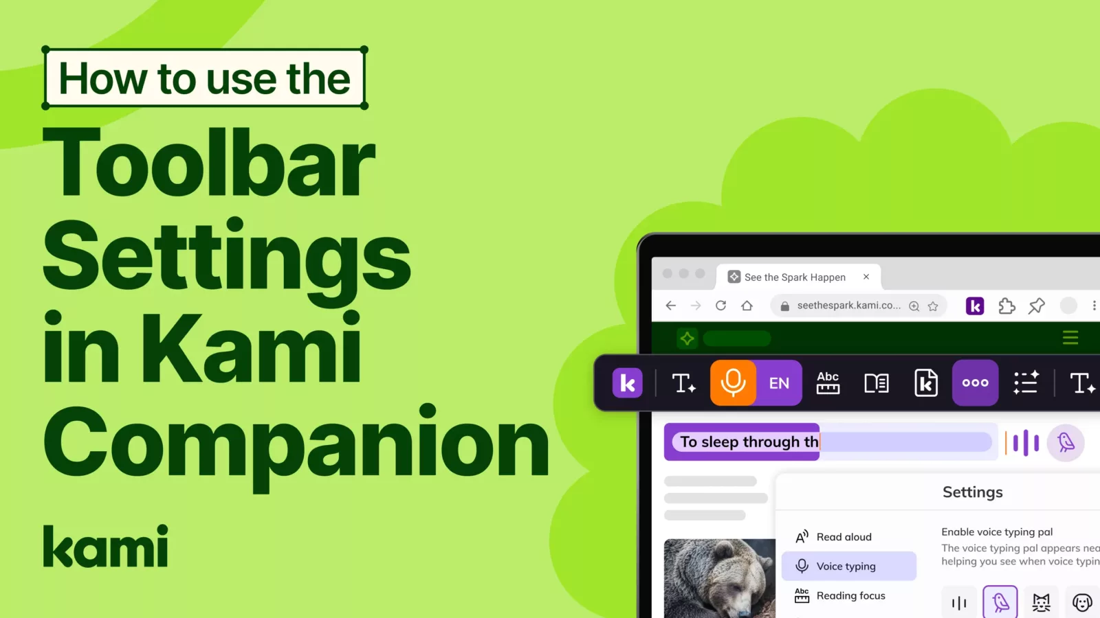 how to use the toolbar settings
