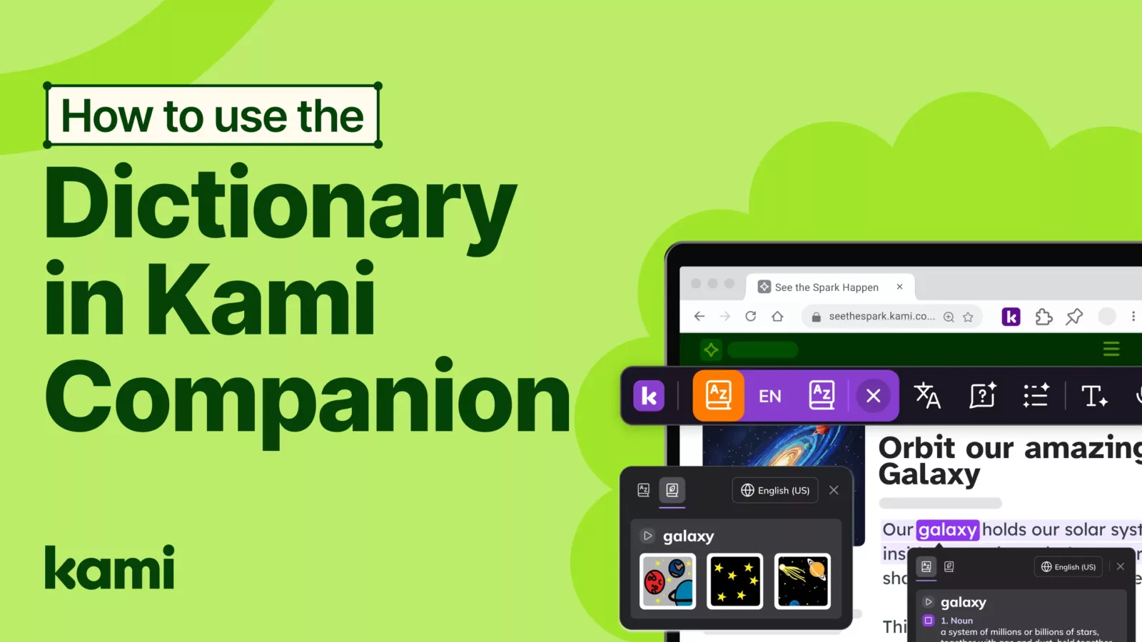 How to use Kami Companion Dictionary tool