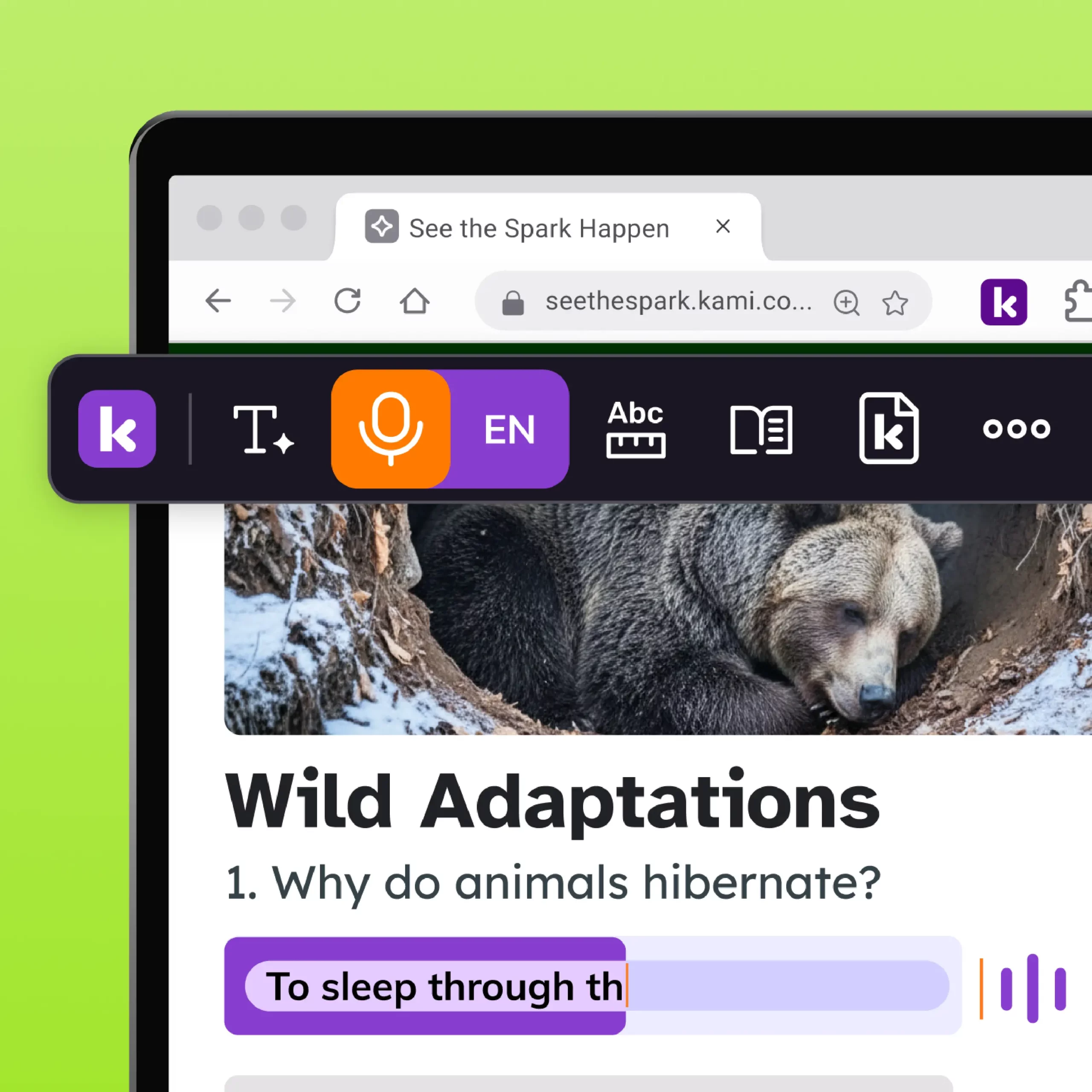 Kami Companion features: voice typing