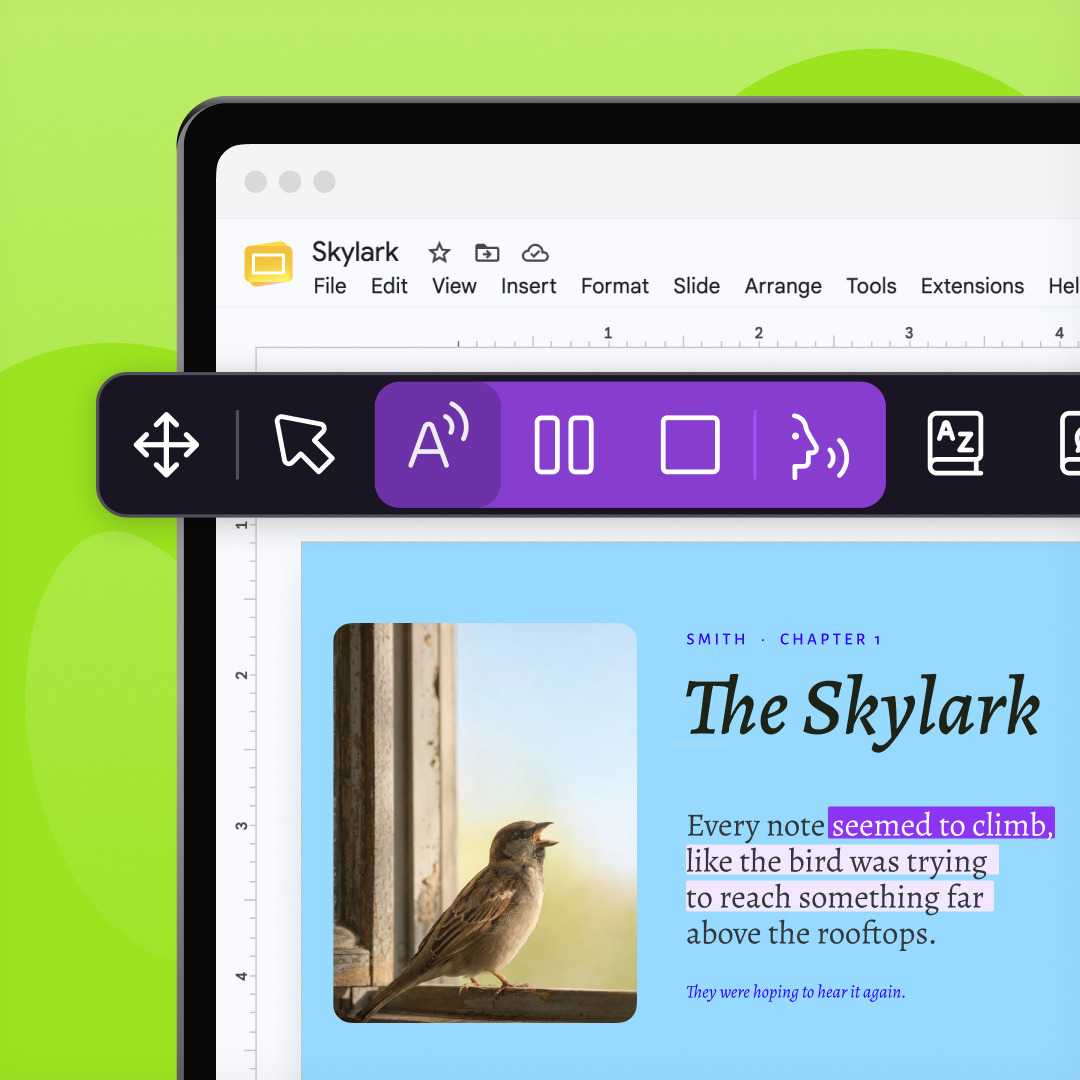 Screenshot of the Kami Companion toolbar working in Google Slides