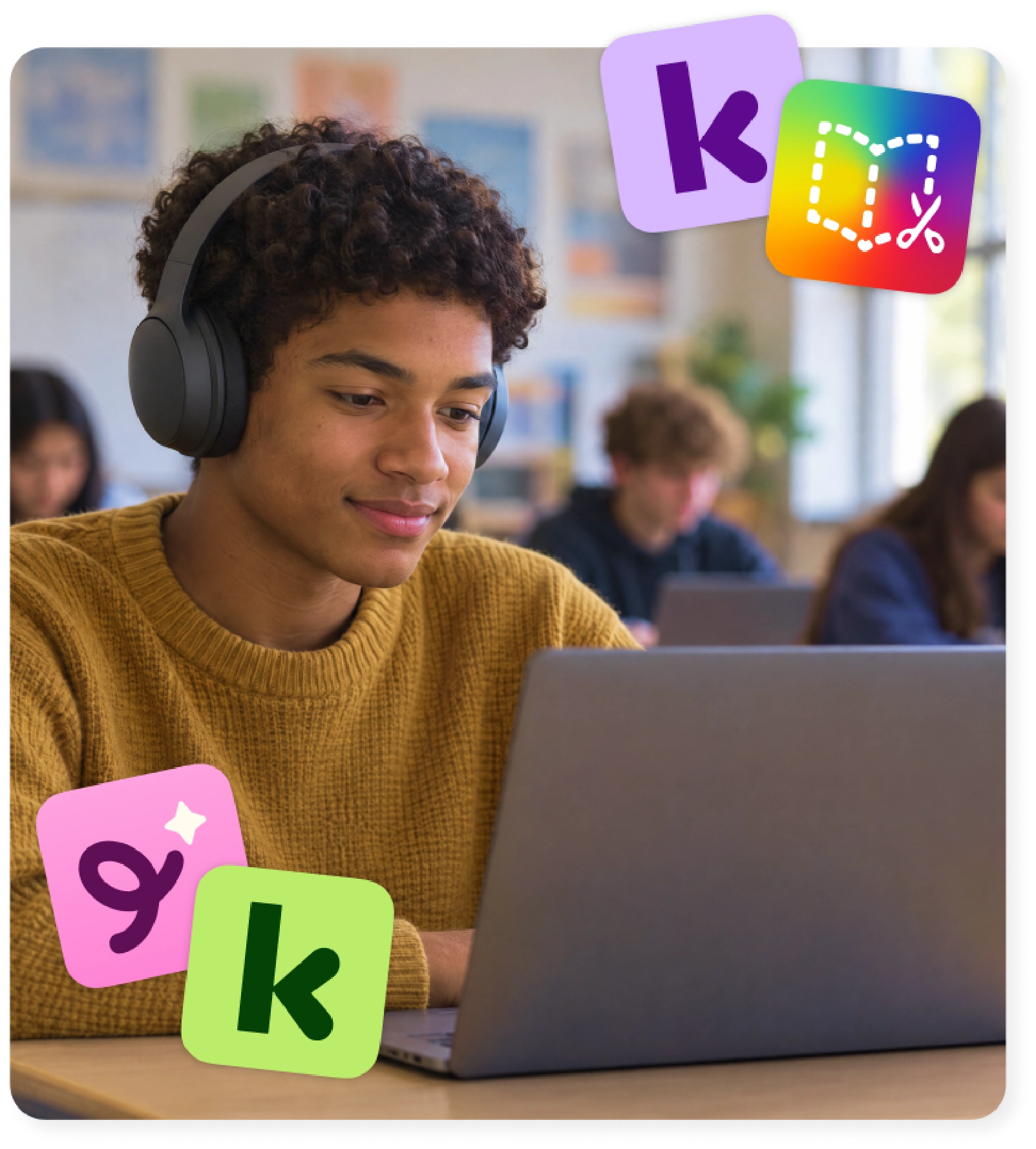 A student uses the Kami family of products on a laptop for accessible learning.
