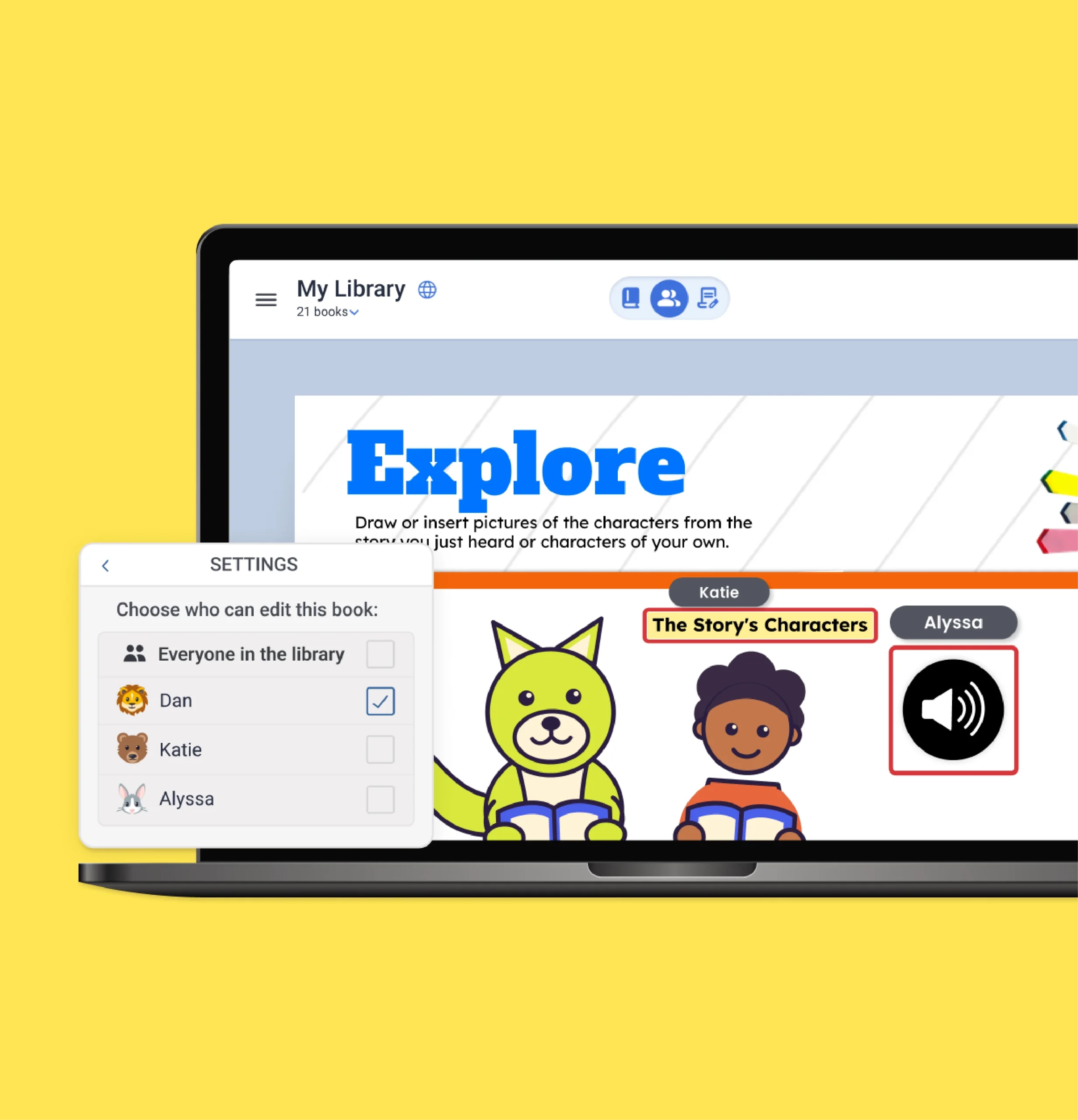 Book Creator settings let teachers choose who can edit a shared book for collaborative learning.