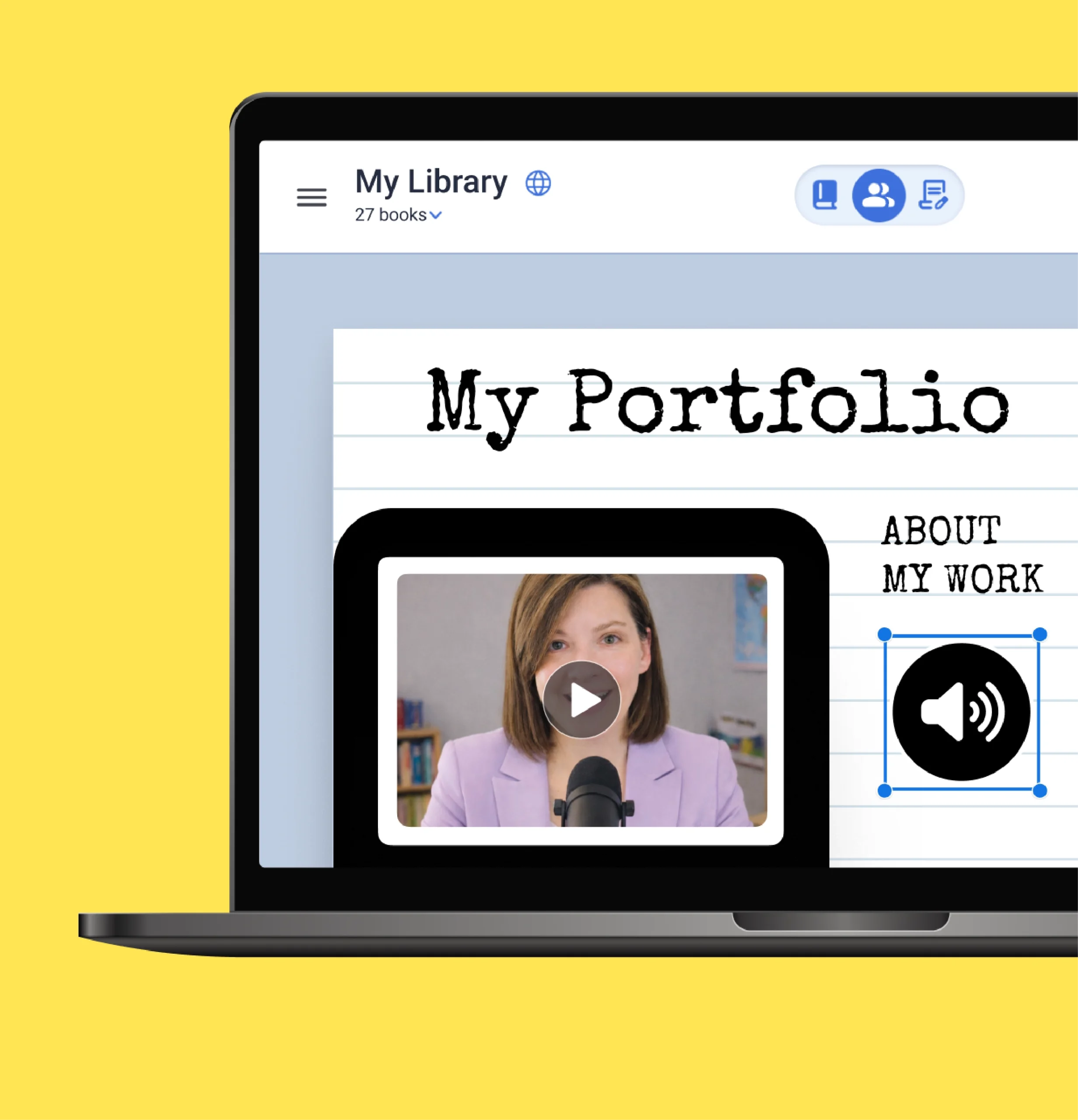 A Book Creator student portfolio with video and audio complements Kami’s AI grading tool for teachers.