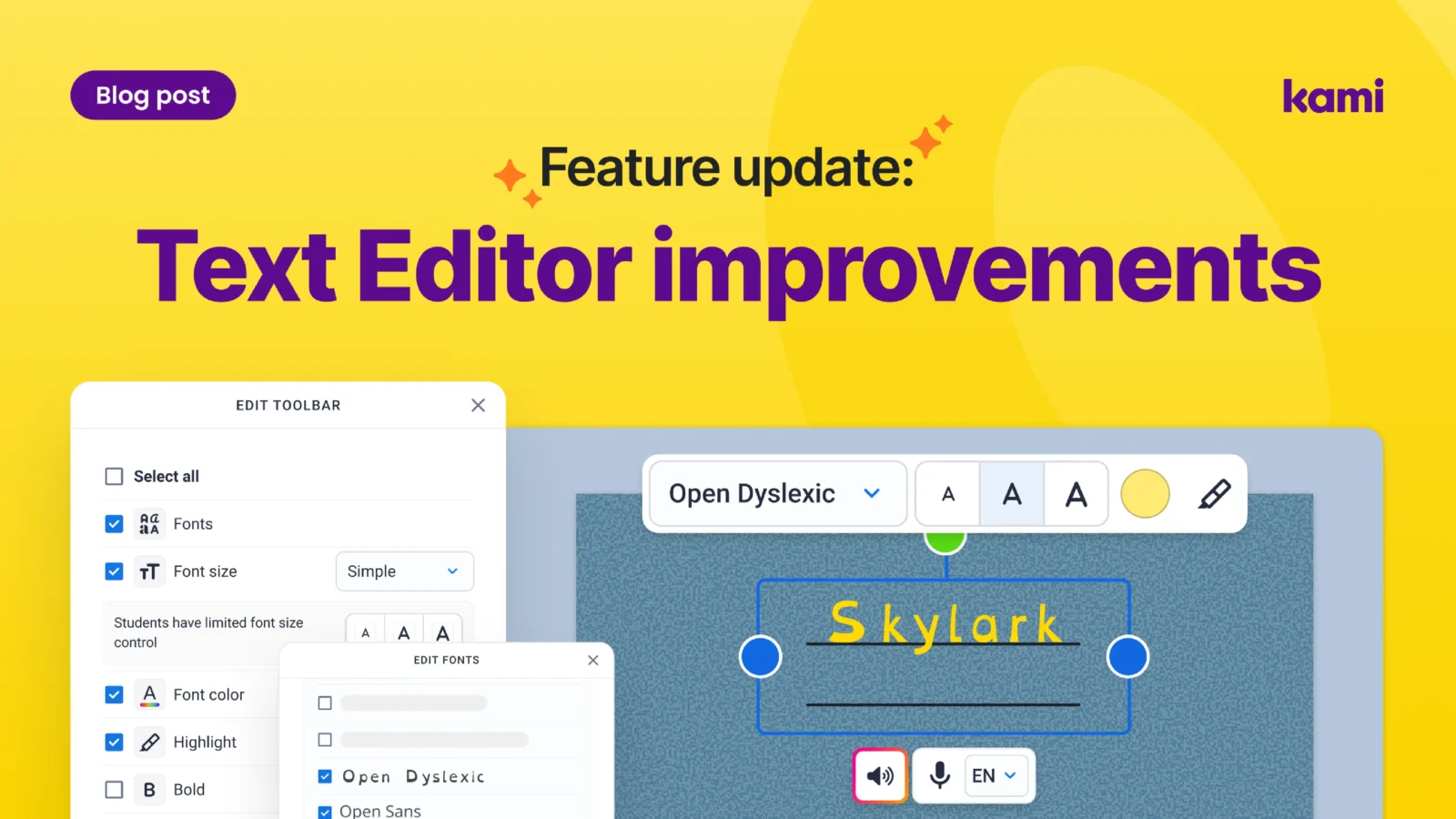 Book Creator Text editor improvement for classroom writing tools