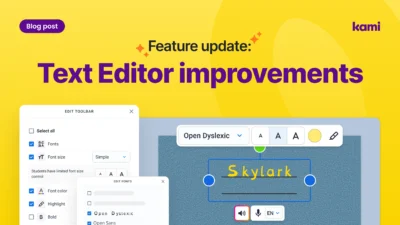 Book Creator Text editor improvement for classroom writing tools