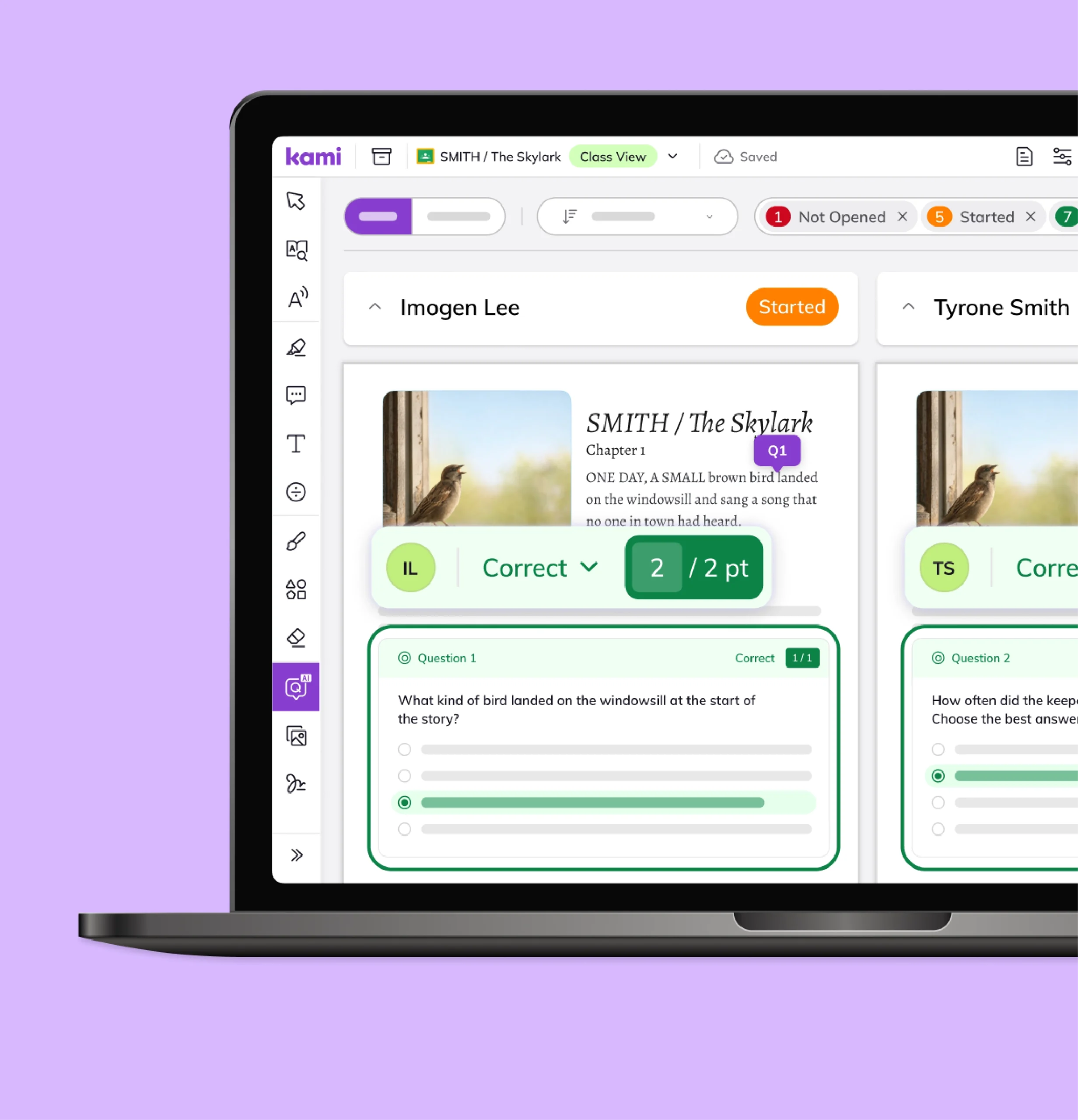 Kami App collects student responses with video, voice, and text feedback and an Insights Dashboard score, an AI grading tool for teachers.