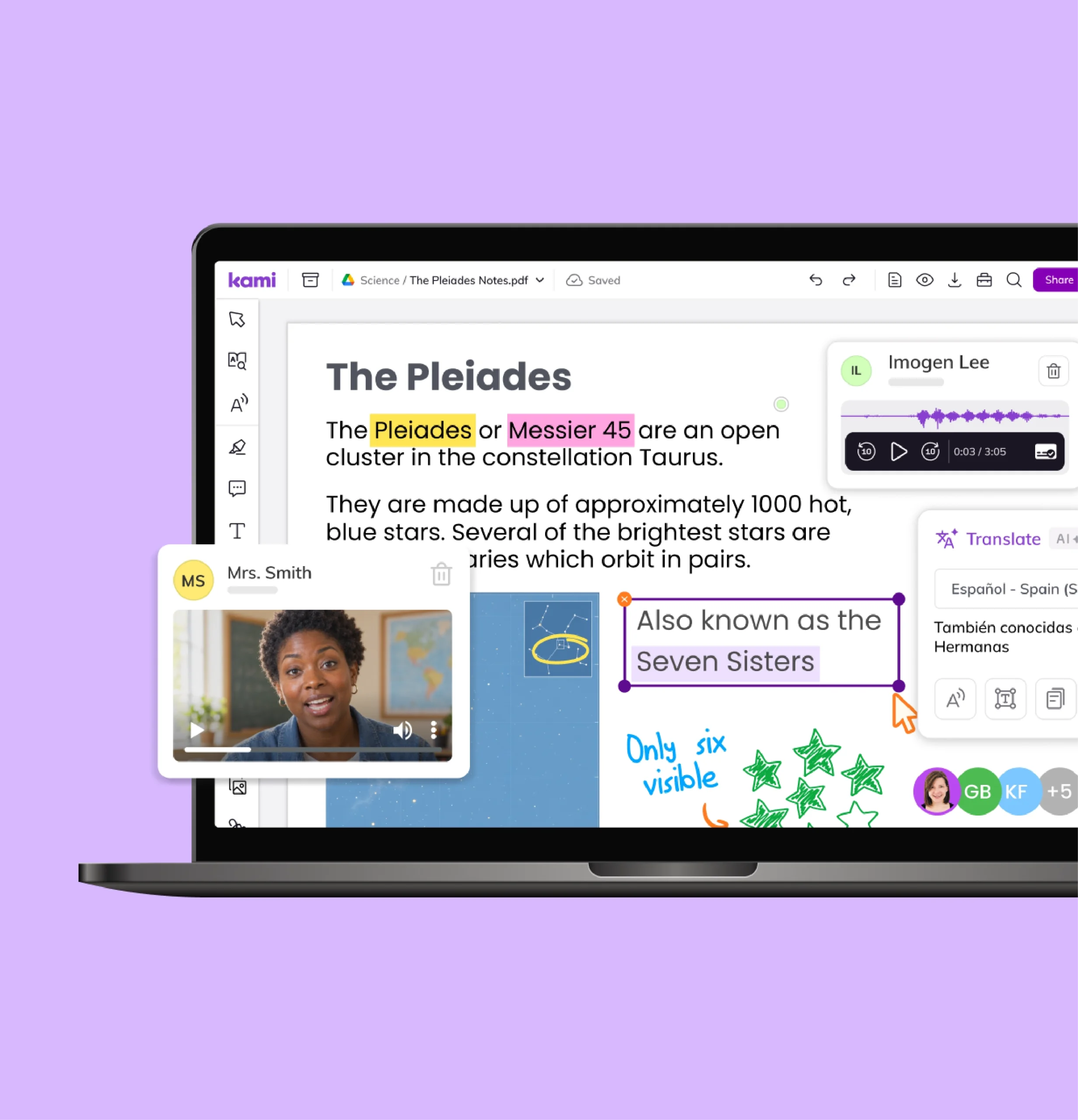 Kami App lets classmates annotate, comment, and translate the same document for collaborative learning.